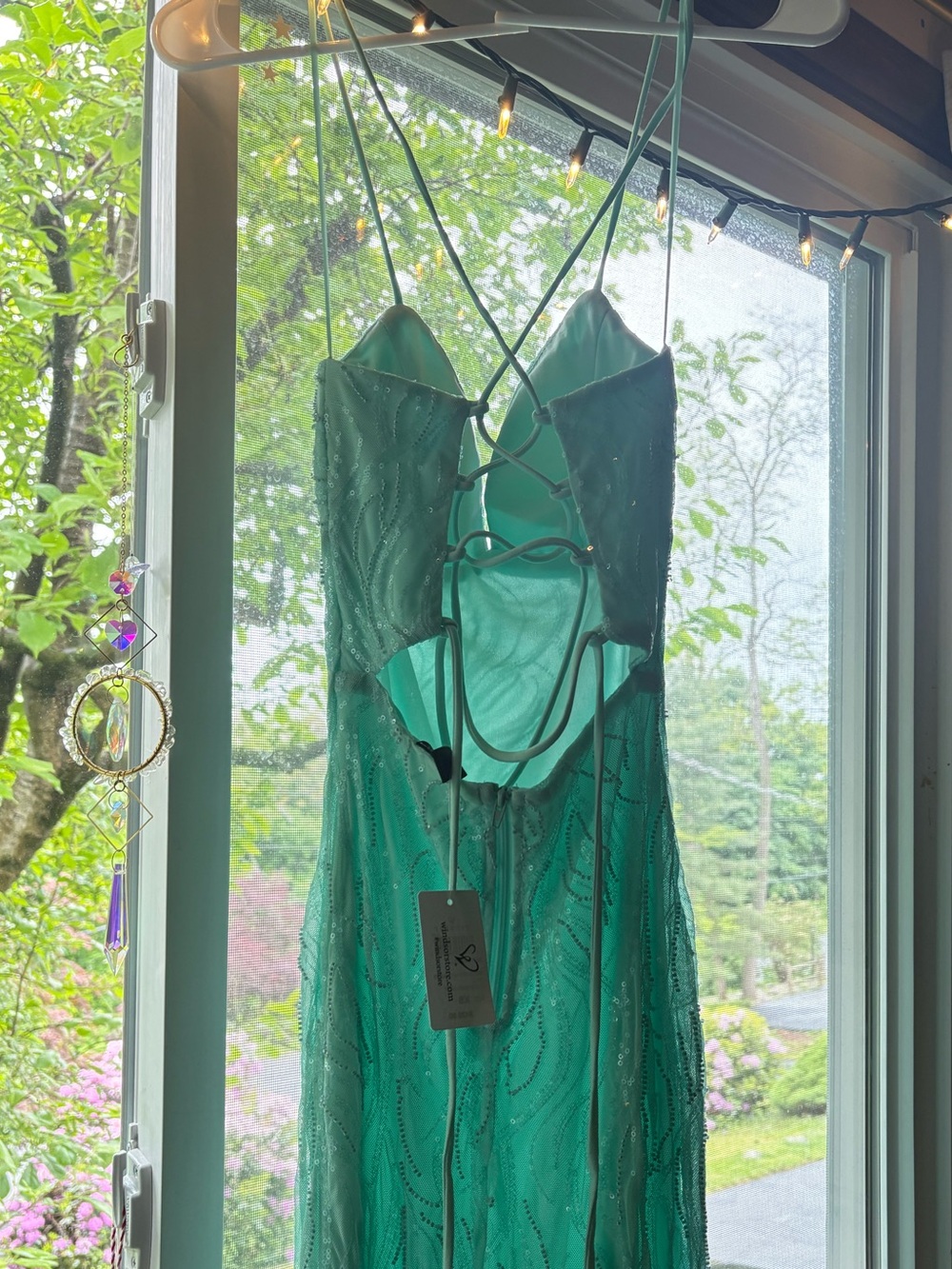 Windsor Mint Sequin Embellished Slip Dress - Picture 4 of 7